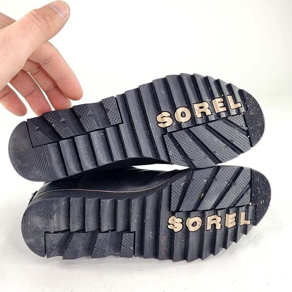 SOREL Harlow Chelsea Ankle Boots US 7 Women Black Leather Pull-On WTPF Booties - Picture 6 of 11